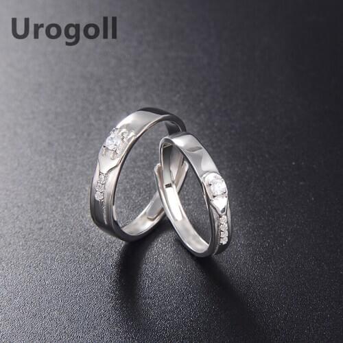 Trendy Couple Ring Lovers Rings Pure 925 Sterling Silver Ring Jewelry Zircon Wedding Anniversary Rings Gift For Valentines Day