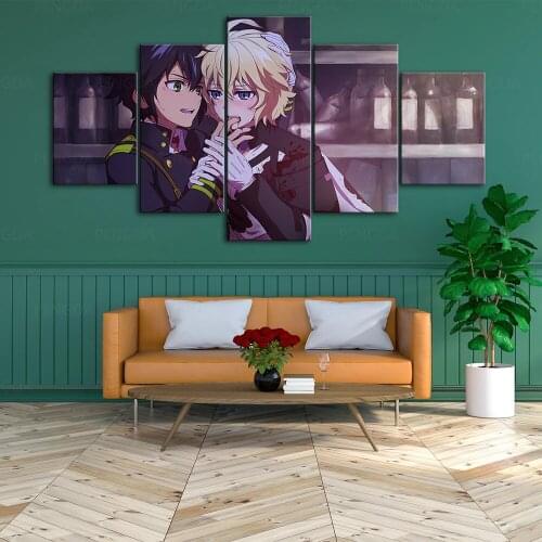HD Print Modular Picture Canvas Painting Poster Seraph of the End For 5 Panel Living Room Home Decor Anime Wall Art Framework