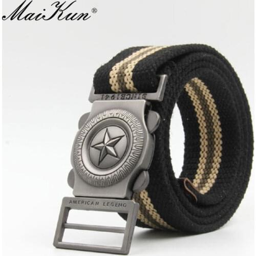 Maikun Star Outdoor Leisure Canvas Tactical Belt For Men And Women Student Trousers Suitable Rock Climbing Cycling Hunting