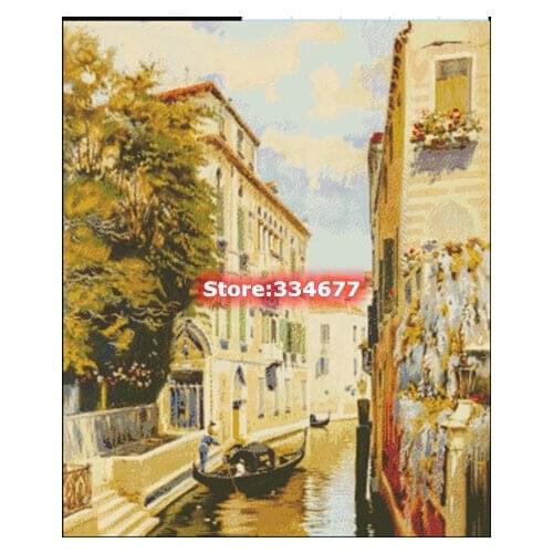 Ancient Grand canal landscape Sewing Top Quality Embroidery Needlework 14CT Unprinted Art Cross Stitch Kits DIY Handmade Decor