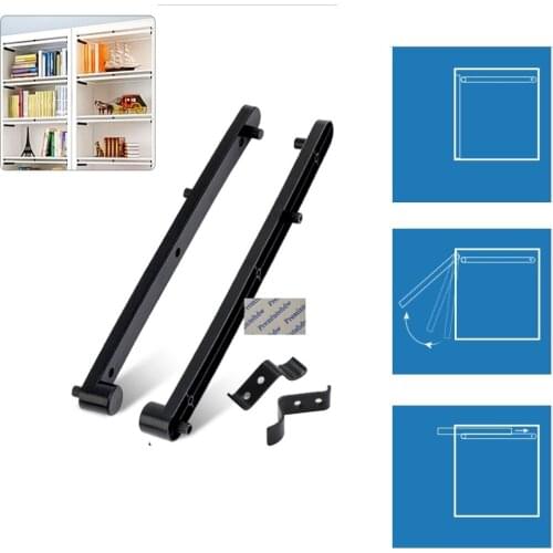 2Pairs White Black Plastic Track Rail For Conceal Flap Pocket Door Cupboard Book Display Storage Cabinet