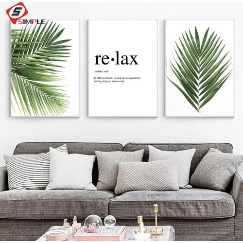 Bathroom Wall Art Poster Botanical Palm Leaf Print Motivational Quote Relax Canvas Painting Scandinavian Wall Picture Decoration