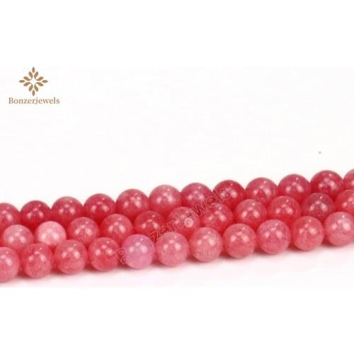 Natural Red Jades Beads Smooth Round Loose Stone Beads For Jewelry Making DIY Earrings Bracelets Accessories 15inches 6/8/10MM