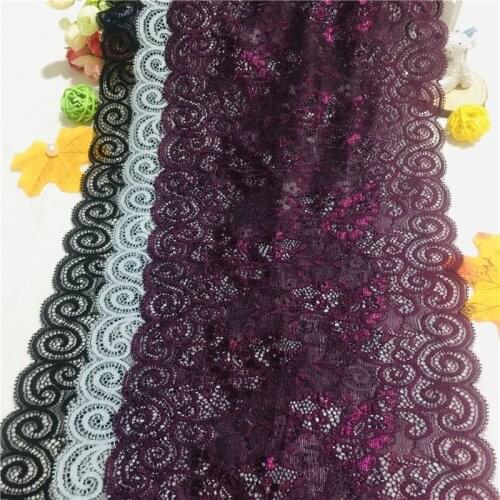 NO2704-2 21.5cm Colorful Lingerie Lace Floral Wide Elastic Stretch Lace Wedding Tulle Lace Trim Bra Making Lace Fabrics Se