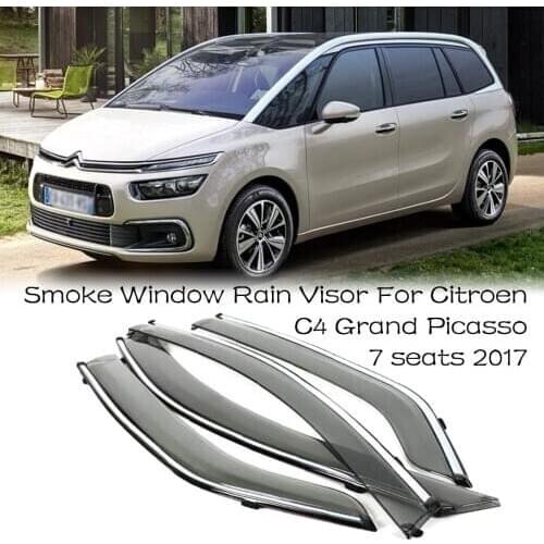 New 4pcs Blade Side Windows Deflectors Door Sun Visor Shield For Citroen C4 Grand Picasso 7 seats 2017