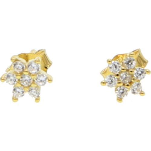 New mini Fashion 925silver Fine Jewelry Delicate Elegant Temperament flower star cz elegant Gold Earring drops For Women