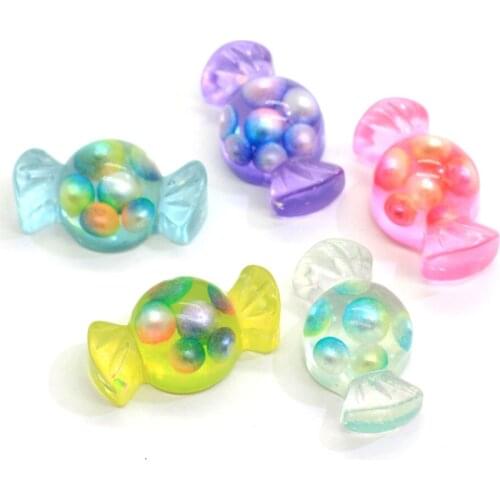 New Kawaii 14*25MM Resin Pearl Decor Wrapped Candy Cabochons Flatback Flat Back Resin Candies Cabochons Charms