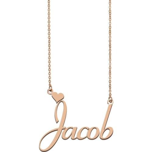 Name Necklace Jacob Personalised Stainless Steel Gold for Women Choker Alphabet Letter Pendant Girls Mom Jewelry Gift