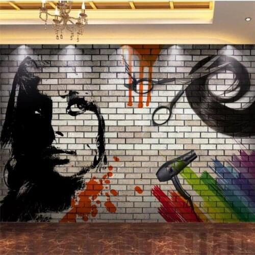 Custom wallpaper 3d murals brick wall paper hair salon tooling wall living room bedroom beauty salon mural wall paper 3d обои
