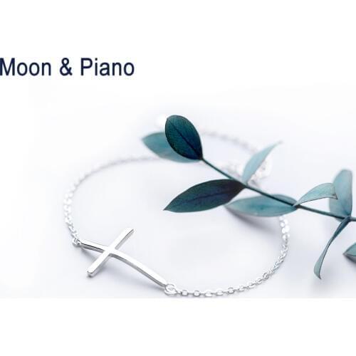 S925 Silver Bracelet Anklet Fashion Female Models Korean Version Of The Trend Of Personality Simple Small Cross Jewelry Gift