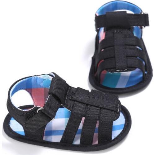 Fashion Baby Boy Summer Plaid Sandals Black White Gray Infant Toddler Boys Soft Sole Anti Slip Crib Shoes Sandals 0-18Months