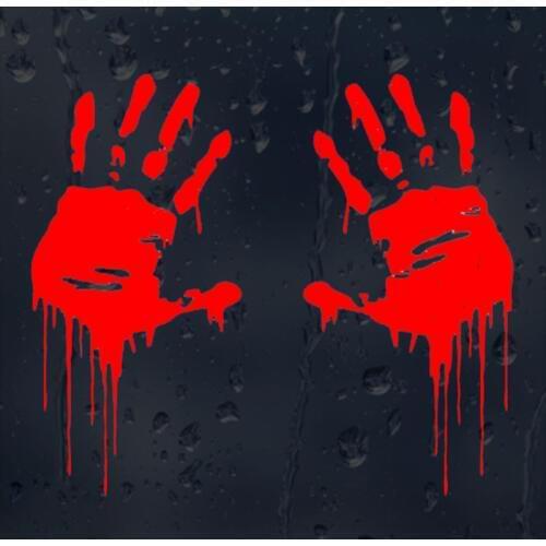 7.5CMX15CM Zombie Bloody Hands Print Fun Vinyl Car Sticker Motorcycle Window Decal Accessories Black Silver Red C1-2137