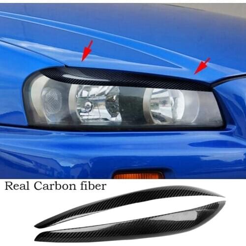 Car Styling Headlight Eyebrows Eyelids Stickers Trim for Nissan Skyline R34 GTR GT-T 1999 2000 2001 2002