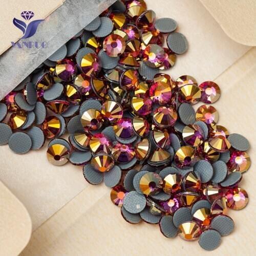 YANRUO 2058HF All Sizes Rose AB High Quality Flatback Hotfix Crystal Strass Hot Fix Glass Rhinestones For Jewelry Making