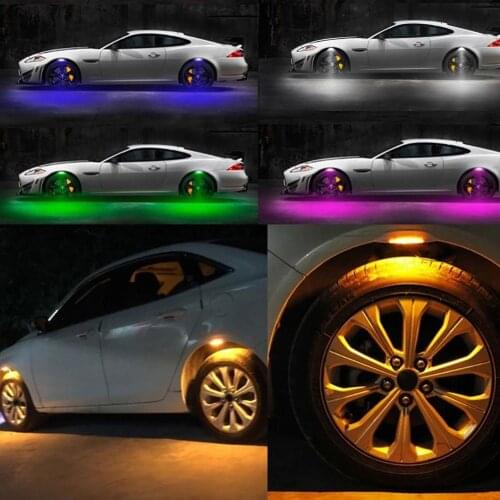 4Pcs Car Vehicle Fender Light Wheel Eyebrow LED Strobe Light 3 Modes Decorative Lamp Tire Valve Cap Flash Spoke