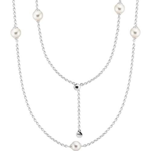 Luminous Dainty Droplets Necklaces and Pendants with White Crystal Pearl 100% 925 Sterling-Silver-Jewelry Women Free Shipping