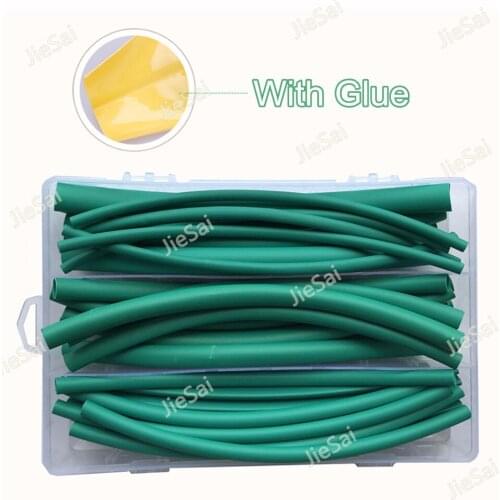 30Pcs 18cm Heat Shrinkable Tubing 3/1 3:1 With Glue Car Cable 6 Size Insulation Wrap Sleeving Green Dual Wall Tube