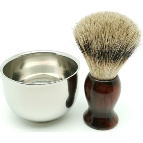 TEYO Silvertip Badger Hair Shaving Brush and Shaving Cup Set Perfect For Man Wet Shave Cream Safety Razor