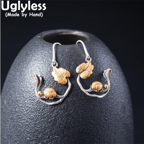 Uglyless Anti-fade Cool Black Silver Earrings for Women 925 Silver Butterflies Ladybugs Earrings Vivid Insects Brincos Handmade