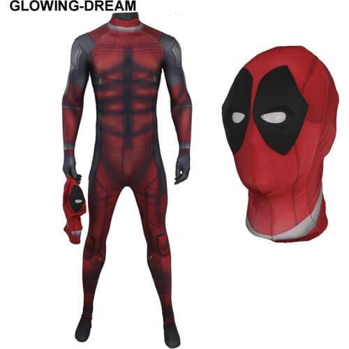 High Quality New Muscle Shade Deadpool Costume With U zipper 3D Print Deadpool Fullbody Zentai Suit Movice Deadpool Outfit