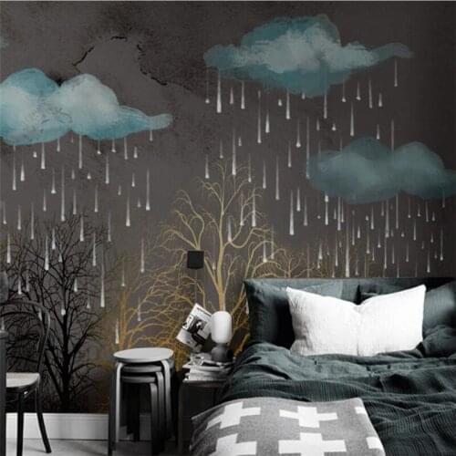 Wellyu Custom wallpaper wall painter European retro vintage hand-painted forest sky landscape background wallpaper