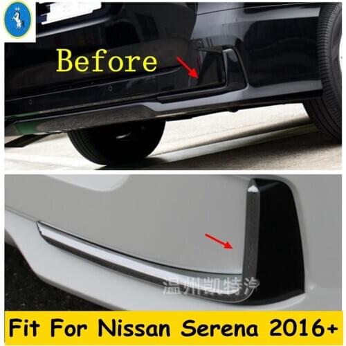 Yimaautotrims ABS Chrome Rear Bumper Fog Lights Lamps Eyelid Eyebrow Strip Cover Trim Exterior Kit For Nissan Serena 2016 - 2020