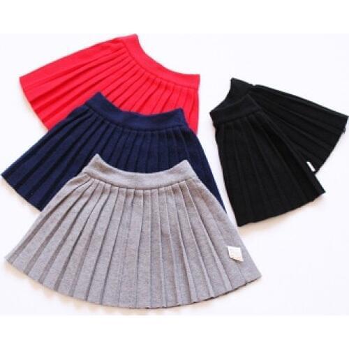 2 3 4 5 6 7 Y Baby Toddler Girl Pleated Skirt Autumn New Kids Girls Solid Knitted Skirt Children Winter All-match Clothes Retail