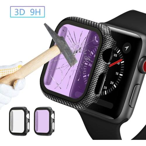 Tempered Glass + Case for Apple Watch 3 2 1 42MM 38MM Cover Screen Protection Shell for iWatch 4 5 6 SE 44MM 40MM Watch Bumper