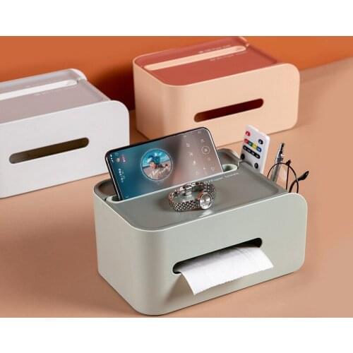 Desktop Tissue Box Multi-function Living Room Tissue Container Mask Remote Control Paper Storage Box Household Napkin Box