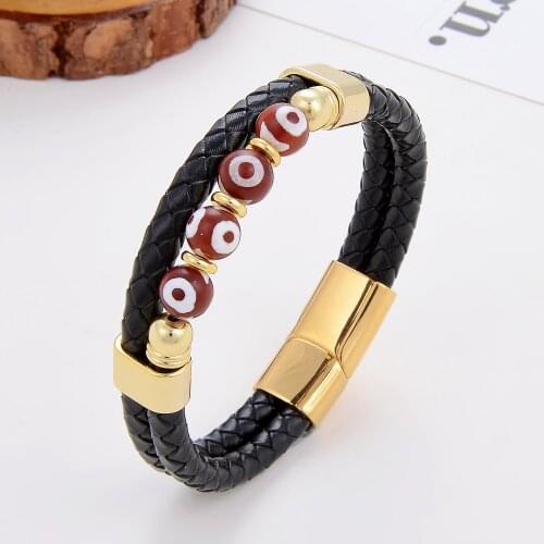 5 Style Evil Eye Bracelet For Women 2021 Trendy Jewelry Round Stone Beads Bohemian Leather Rope Bracelets Friendship Gift