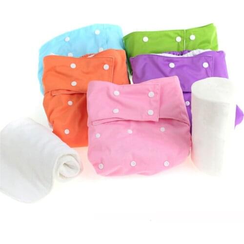 2 Sets Cloth Diaper Cover Washable Adult Nappy Reusable Size Adjustable Incontinence Pants with Inserts Absorbent Breathable