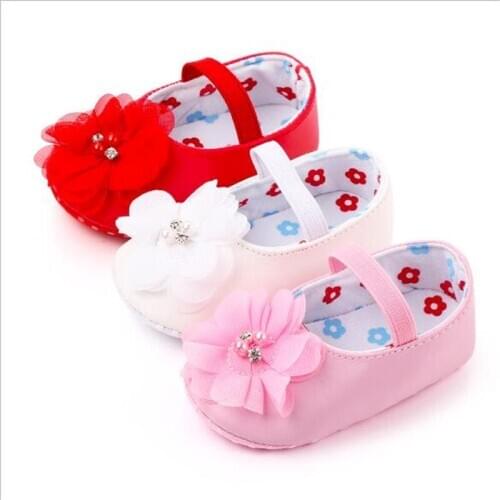 2020 Lovely Flower Baby First Walkers Fashion Infant PU Shoes Antislip Newborn Girls Princess Shoes