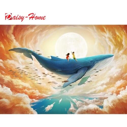 5D DIY Diamond Painting Cartoon Animals Whale Dolphin Embroidery Cross Stitch kit Rhinestone Mosaic Handmade Home Decor Mural