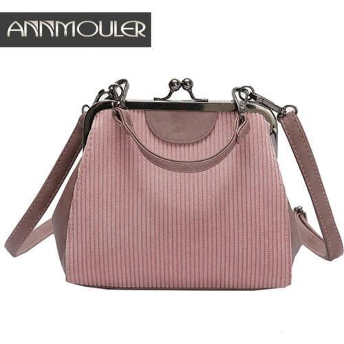 Annmouler Vintage Women Small Bag Corduroy Handbags New Design Shoulder Bag High Quality Clutch Messenger Bag for Girls Tote Bag