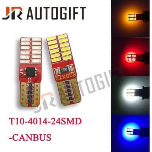 500xT10 4014 24SMD Canbus no error 12V 24V White/Red/Blue/Yellow 3014 194 car LED bulbs Auto Lamp signal wedge Light car styling