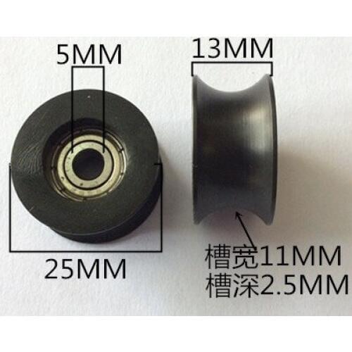 Diameter:25mm 625 Nylon U Concave Wheel Wrapped POM Bearing Pulley