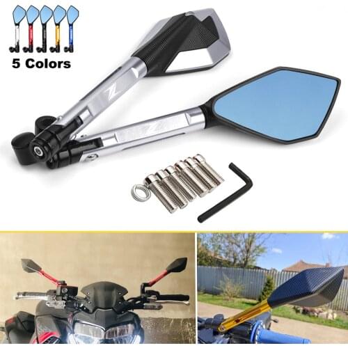 For KAWASAKI Z400 2019 Z900 Z1000 Z800 Z750 Z300 Z650 All Year CNC Motorcycle Handlebar Rear View Mirrors Blue Anti-glare Mirror