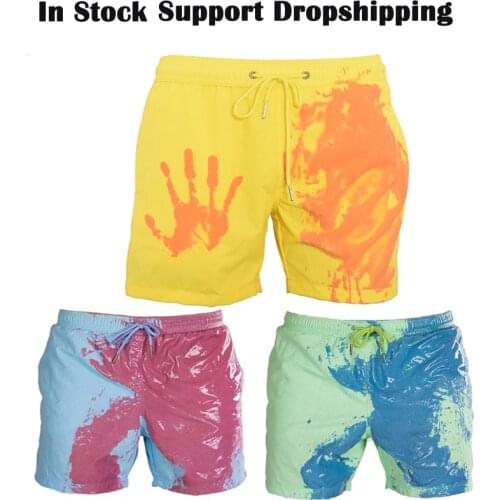 Dropshipping Magical Change Color Beach Shorts Summer Men Swimming Trunks Swimwear Swimsuit Quick Dry bathing shorts Beach Pant