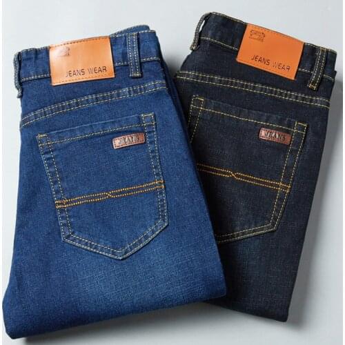 Fashion MenS Stretch Straight Jeans Business Casual Classic Loose Denim Trousers 2021 Spring And Summer New Male Brand Pants