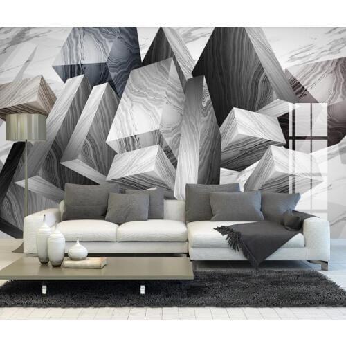 Geometric marble photo wall paper for coffee shop Living room bedroom background wall 3d wall paper mural