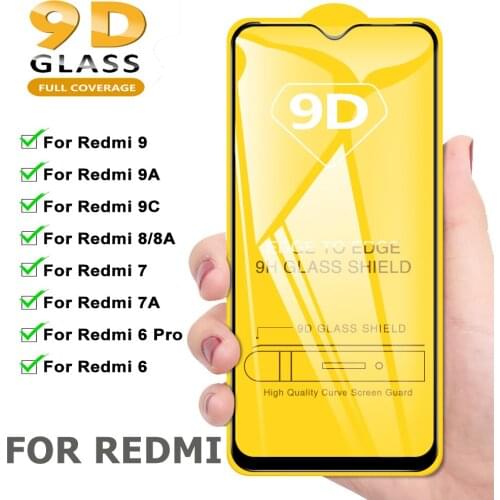 9D Curved Full Cover Tempered Glass For Xiaomi Redmi 9 9A 9C 8 8A 7 7A 6 PRO Screen Protector Sensative Touch Glass for redmi 9