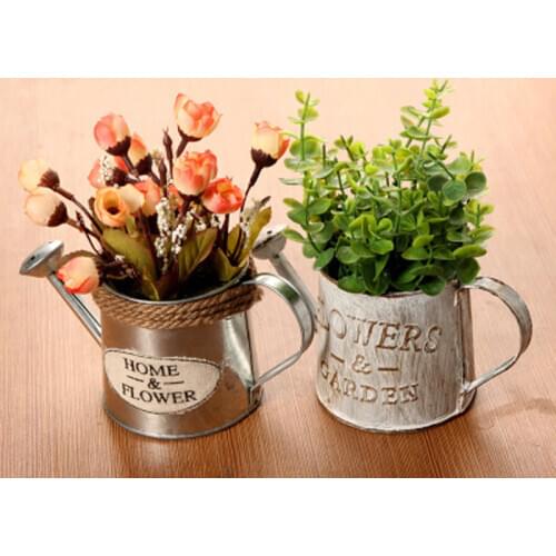 JX-LCLYL Vintage Bucket Flower Pot Planter Succulent Plant Flowerpot Home Garden Decor