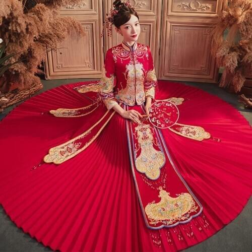 Oriental Style Embroidery Chinese Wedding Dress Banquet High-quaity Classic Cheongsam China Qipao костюм для восточных