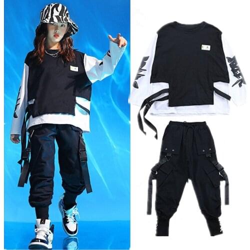 Kid Hip Hop Clothing Clothes Jazz Dance Costume Running Jacket Coat Tops Jogger Pants for Girls Boys Ballroom Dancing Streetwear