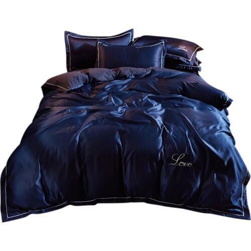 Summer four-piece naked sleeping skin-friendly ice silk sheets quilt cover pillowcase bedding