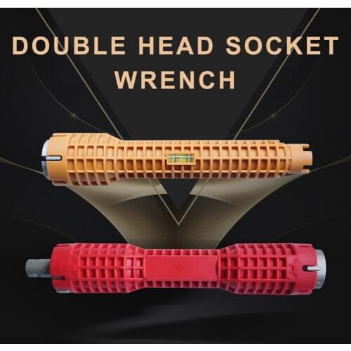 Multifunctional Water Pipe Double Screw Nut Wrench Sink Installer Repair Tool Pipe Spanner For Bathroom Kitchen