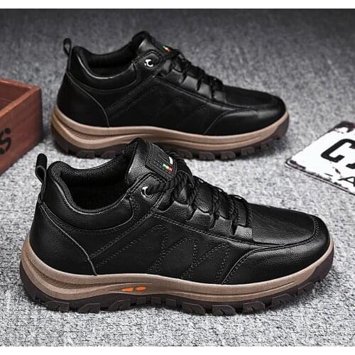 Men Casual Shoes Winter Spring Leather Shoes Sneaker Thick Buttom Wear-resistant Shoe British Style Mens Fashion Sneakers Shoes