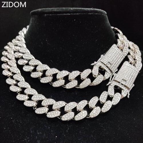 Men Hip hop Iced Out Bling Bling Chain Necklace High quality 20mm width Miami Cuban Chain HipHop Necklaces Fashion Charm Jewelry