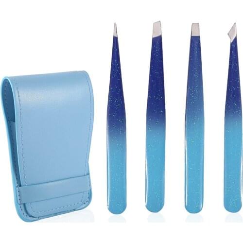 Eyebrow Tweezers Set 4-Piece Professional Stainless Steel Eyebrow Hair Pluckers Long Lasting Makeup Tools Lady
