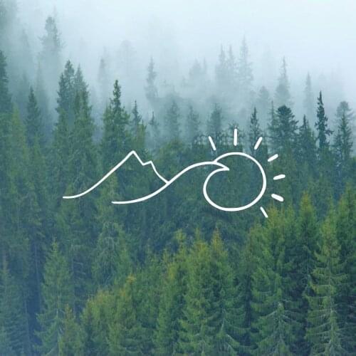 Funny Car Sticker Mountains And The Sun Colorful Car Decoration Stickers For Windows And Mirrors Automobile Decals наклейки